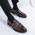 Men's brown retro croc pattern thick sole monk strap slip on dress shoe 04