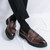 Men's brown retro croc pattern thick sole monk strap slip on dress shoe 05
