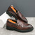 Men's brown retro croc pattern thick sole monk strap slip on dress shoe 09