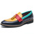 Men's yellow blue retro top tassel multi tone slip on dress shoe 01