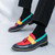 Men's red blue retro top tassel multi tone slip on dress shoe 04