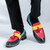 Men's red blue retro top tassel multi tone slip on dress shoe 06