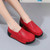 Women's red sewn accents casual slip on rocker bottom shoe 02