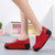 Women's red sewn accents casual slip on rocker bottom shoe 04