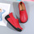 Women's red sewn accents casual slip on rocker bottom shoe 07