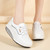 Women's white stripe accents lace free rocker bottom shoe sneaker 03