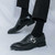 Men's black retro monk strap buckle slip on dress shoe 02