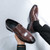 Men's brown retro monk strap buckle slip on dress shoe 02