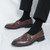Men's brown retro monk strap buckle slip on dress shoe 02