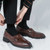 Men's brown retro monk strap buckle slip on dress shoe 09