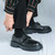 Men's black retro monk strap buckle thick sole slip on dress shoe 05