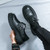 Men's black retro monk strap buckle thick sole slip on dress shoe 07