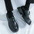 Men's black retro monk strap buckle thick sole slip on dress shoe 09