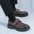 Men's brown retro monk strap buckle thick sole slip on dress shoe 05