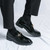 Men's black retro metal buckle on top slip on dress shoe 10