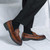 Men's brown retro metal buckle on top slip on dress shoe 02