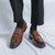 Men's brown retro metal buckle on top slip on dress shoe 03