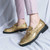 Men's golden pattern accents metal buckle on top slip on dress shoe 03