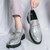 Men's silver pattern accents metal buckle on top slip on dress shoe 03