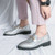 Men's silver pattern accents metal buckle on top slip on dress shoe 04