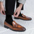 Men's brown retro monk strap buckle slip on dress shoe 04