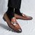 Men's brown retro monk strap buckle slip on dress shoe 07