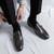 Men's dark brown retro monk strap buckle slip on dress shoe 05