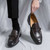 Men's dark brown retro monk strap buckle slip on dress shoe 07