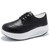 Women's black wingtip brogue lace up rocker bottom shoe sneaker 01