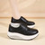 Women's black wingtip brogue lace up rocker bottom shoe sneaker 05