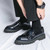 Men's black pattern monk strap thick sole slip on dress shoe 04