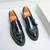 Men's black pattern monk strap thick sole slip on dress shoe 09