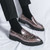 Men's brown pattern monk strap thick sole slip on dress shoe 04