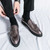 Men's brown pattern monk strap thick sole slip on dress shoe 02