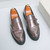 Men's brown pattern monk strap thick sole slip on dress shoe 07