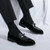 Men's black croc skin pattern bow tie on top slip on dress shoe 03