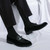 Men's black croc skin pattern bow tie on top slip on dress shoe 09