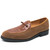 Men's brown croc skin pattern bow tie on top slip on dress shoe 01