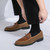 Men's brown croc skin pattern bow tie on top slip on dress shoe 05