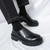Men's black retro curved toe thick sole slip on dress shoe 09
