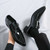 Men's black patent point toe monk strap heel slip on dress shoe 08