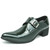 Men's green patent point toe monk strap heel slip on dress shoe 01