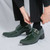 Men's green patent point toe monk strap heel slip on dress shoe 04