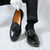 Men's black croc skin pattern tassel on top slip on dress shoe 04