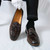 Men's brown croc skin pattern tassel on top slip on dress shoe 03