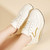 Women's beige retro golden stripe lace rocker bottom shoe sneaker 02