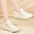 Women's beige retro golden stripe lace rocker bottom shoe sneaker 07