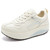 Women's beige retro silver stripe lace rocker bottom shoe sneaker 01