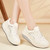 Women's beige retro silver stripe lace rocker bottom shoe sneaker 03