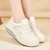 Women's beige retro silver stripe lace rocker bottom shoe sneaker 06
